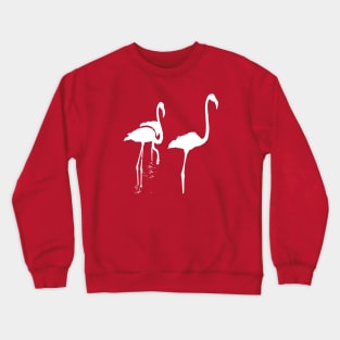 Minimalistic Three Flamingos Silhouette In White Crewneck Sweatshirt